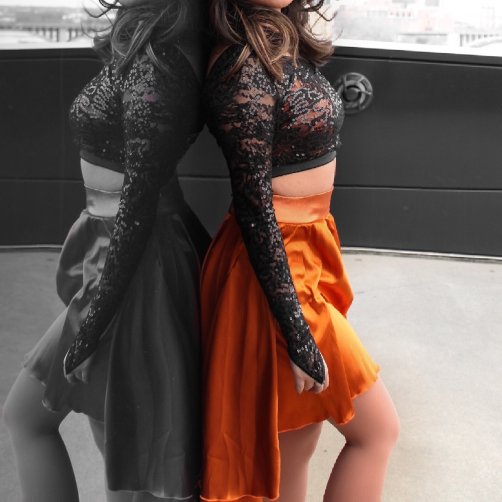 Black & Copper Costume with Black Lace Sleeves